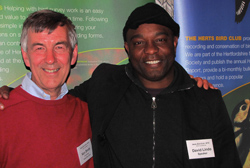 Ken Smith with David Lindo at the Herts Bird Club/BTO conference in March 2009